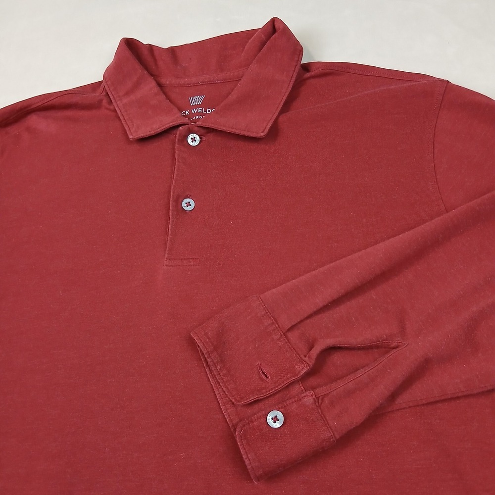Mack Weldon XL Mens Shirt Polo Long Sleeve Pima Stretch Heathered Burgundy